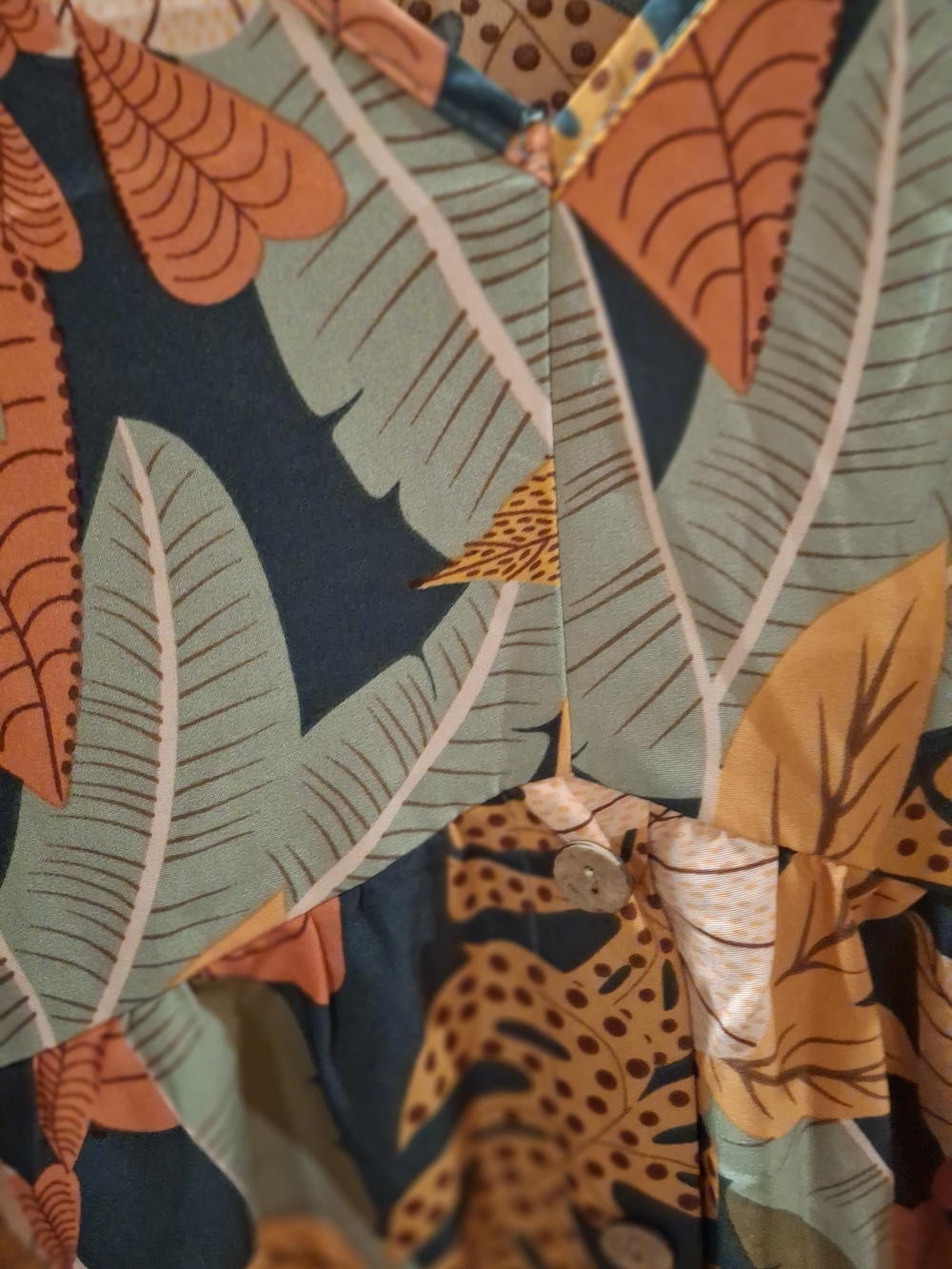 Flutter Sleeve V-Neck Dress in Teal Botanical - Picture 7 of 14